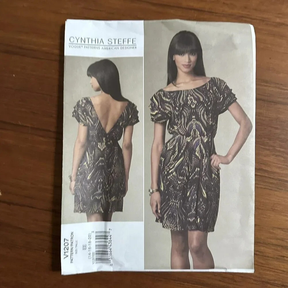 NEW Vogue Dress Pattern V1207 Designer Cynthia Steffe Misses 14-20 Uncut